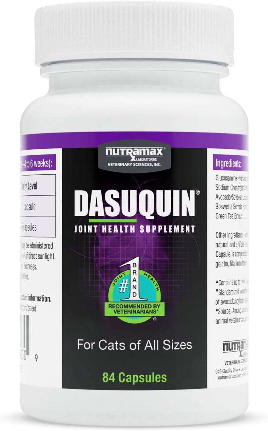 Nutramax Laboratories Dasuquin Joint Health Supplement For Cats - With Glucosamine, Chondroitin, Asu, Boswellia Serrata Extract, And Green Tea Extract, 84 Capsules
