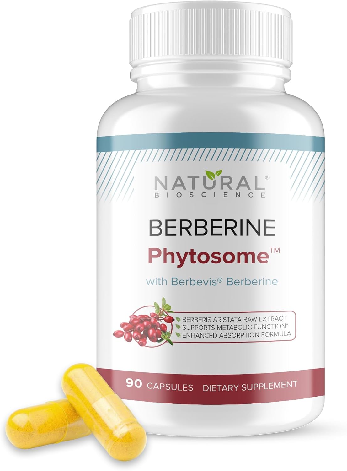 Berberine Phytosome With Berbevis, 550Mg Enhanced Absorption Supplement For Metabolic Support & Heart Health, Highly Bioavailable Berberine Complex, Gluten-Free, Non-Gmo, 90 Vegetarian Capsules