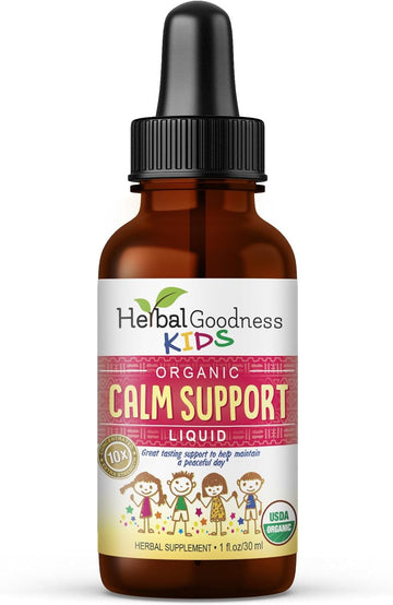 Kids Calm Support Liquid Extract 1oz with Magnesium Glycinate, Magnesium Citrate, Kids Multivitamin - Magnesium for Kids - 1oz Bottle, 1 Unit - Herbal Goodness