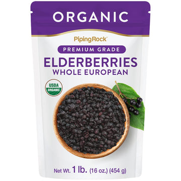 Piping Rock Elderberries Organic | 1 Lb | Whole European Berries | Non-Gmo, Gluten Free Supplement