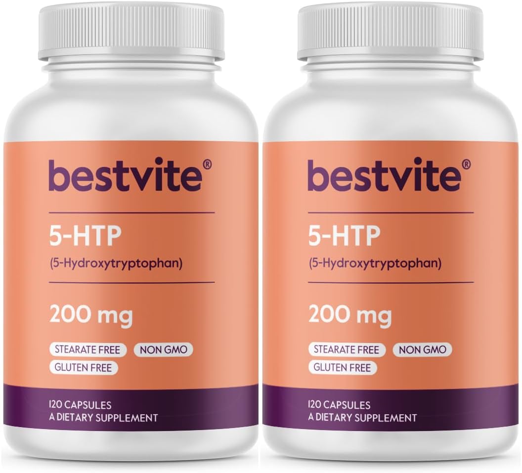 Bestvite 5-Htp 200Mg Per Capsule (240 Capsules) (120 X 2) - No Stearates Or Flow Agents - Gluten Free - Non Gmo