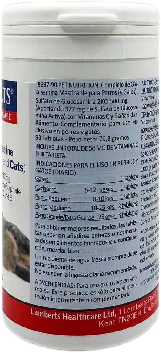 Lamberts Glucosamine Complex for Dogs and Cats – Beef Flavour Chewable Joint Support – 90 Tablets : Amazon.co.uk: Pet Supplies