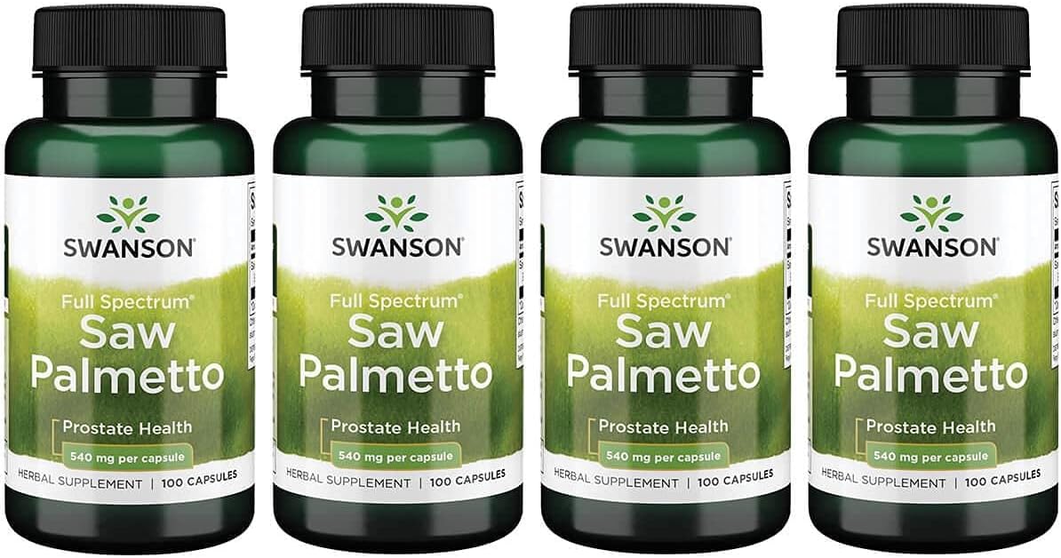 Swanson Saw Palmetto - Herbal Supplement Promoting Male Prostate Health Support - Natural Hair Supplement & Urinary Health Support - 540 Mg 100 Capsules (4 Pack)