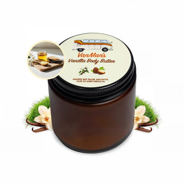 Vanman'S Whipped Tallow - Vanilla Body Butter - Body Moisturizer With Grass-Fed/Finished Beef Tallow For Skin, Vanilla Planifolia Oil, Organic Shea Butter, Cold Pressed Olive Oil, And Raw Honey - 4 Oz
