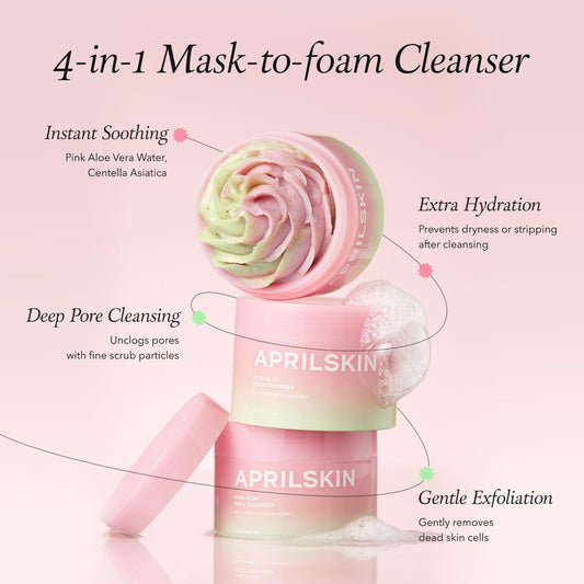 Aprilskin Pink Aloe Trouble Soothing Duo: Pink Aloe Facial Polish Cleanser And Vita Toner