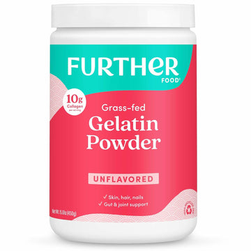 Further Food Premium Gelatin Powder | Grass-Fed, Pasture-Raised, Non-GMO, Paleo, Keto | Unflavored, Excellent Source of Collagen | Pure Beef Gelatin Powder (15.87 oz.)