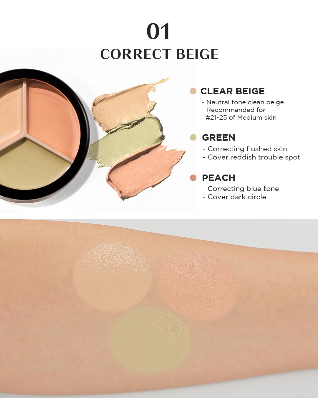 Thesaem Cover Perfection Triple Pot Concealer 05 Dark Up Beige - For Fair To Light Skin Tone - Dark Circle Corrector, Brightener, Shimmer Highlighter - Radiant Glow Skin For Flawless Finish : Beauty & Personal Care