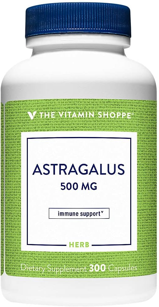 The Vitamin Shoppe Astragalus (Root) 500mg - Herbal Supplement to Support The Immune System & Body's Natural Defenses - Helps Build Stamina, Energy & Vitality (300 Capsules) : Health & Household