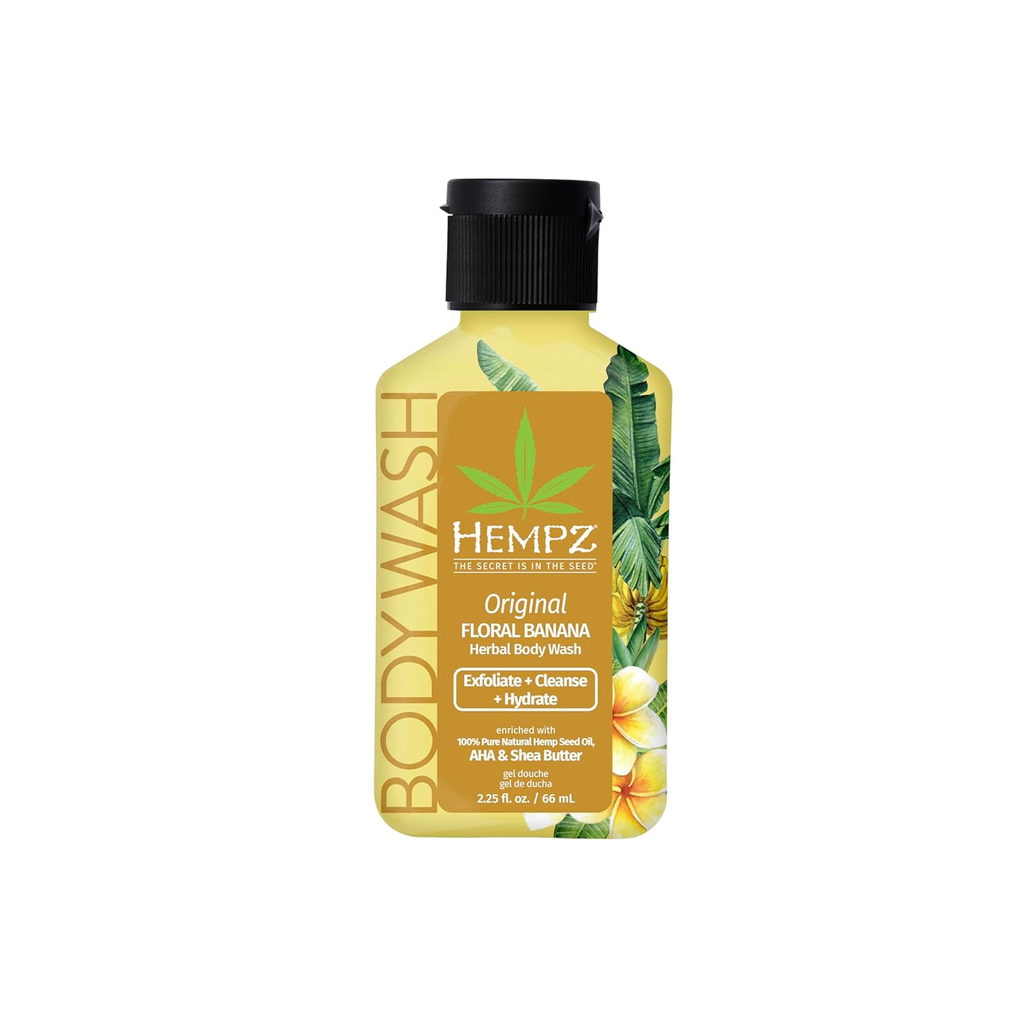 Hempz New Mini Body Wash, Original Herbal Travel Size Shower Gel, 2.25 Oz