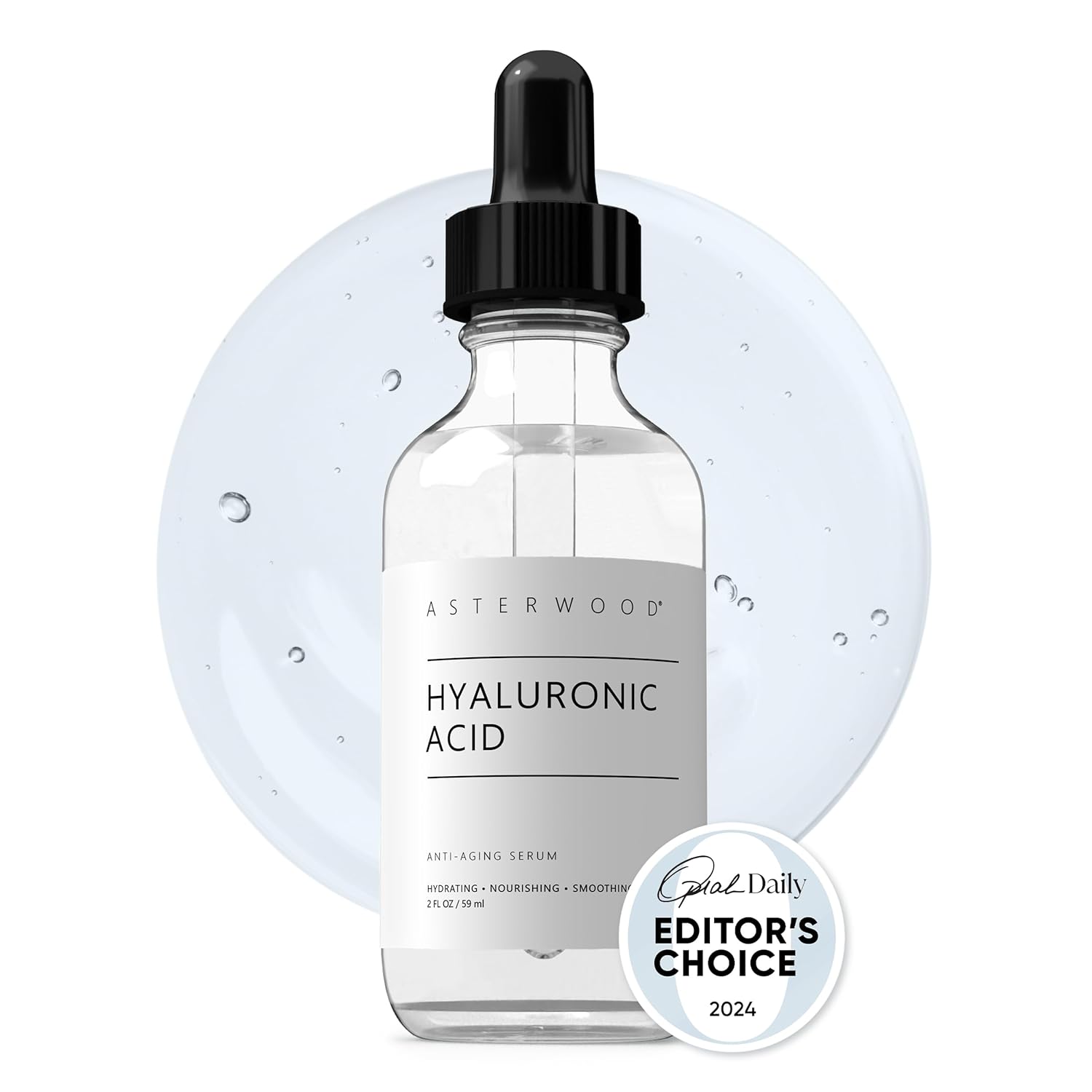 Asterwood Hyaluronic Acid Serum For Face - Plumping, Anti-Aging, Hydrating - Fragrance-Free - 2 Fl Oz