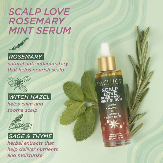 Pacifica Beauty Scalp Love Rosemary Mint Serum And Rosemary Detox Scalp Scrub Set, Haircare, Remove Build Up, Scalp Treatment, Hair Serum, Dry Itchy Scalp Relief, Vegan, 2 Fl Oz And 4 Fl Oz (Set Of 2)