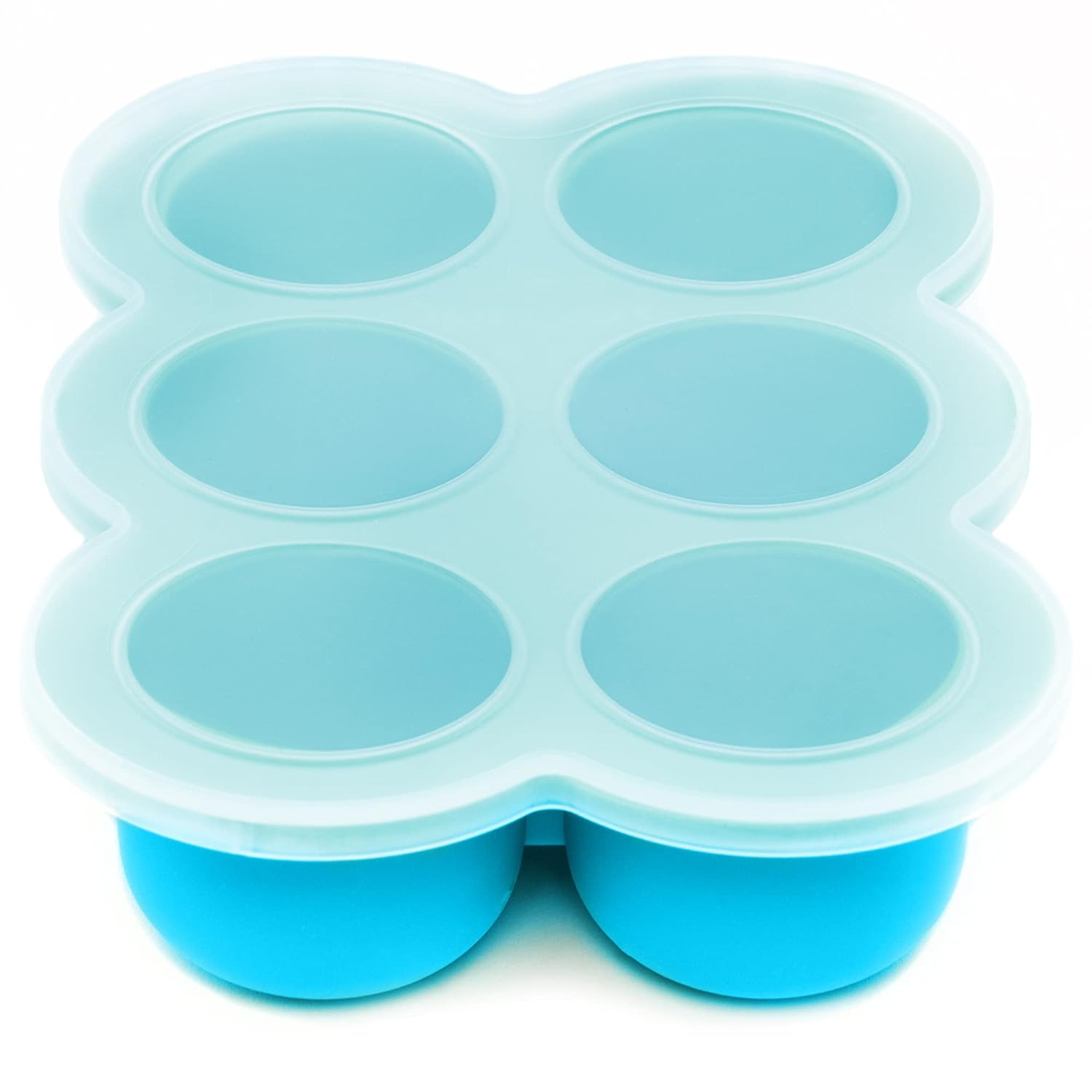 WeeSprout Silicone Freezer Tray with Clip on Lid Perfect Food Storage Container for Homemade Baby Food, Vegetable, Fruit Purees, and Breast Milk (Bright Blue, Six 3 Ounce Sections)