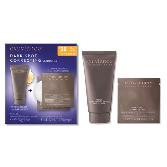 Exuviance Dark Spot Correcting Starter Set (35G Triple Microdermabrasion Face Polish/2 Pads Pure Retinol Corecting Peel)