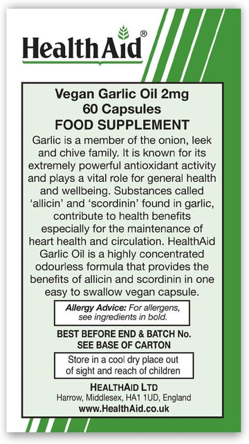 Healthaid Garlic Oil 2Mg 60 Vegicaps