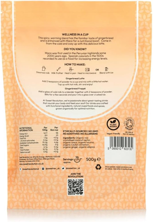 Organic Gingerbread Latte With Maca Barista Blend (1 X 500G) Catering Pack. Caffeine Free, Gluten Free, Dairy Free, Refined Sugar-Free