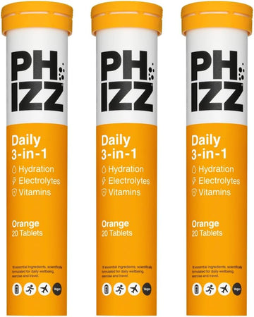 Phizz Daily Energy Electrolyte Hydration Tablets - 17 Vitamins And Minerals - Effervescent Energy - 75Mg Caffeine (Daily (Cherry), 60)