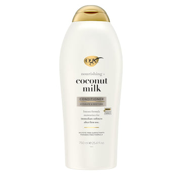 Ogx Nourishing + Coconut Milk Conditioner, Hydrating & Restoring Conditioner Moisturizes For Soft Hair After The First Use, Paraben-Free, Sulfate-Free Surfactants, 25.4 Fl. Oz