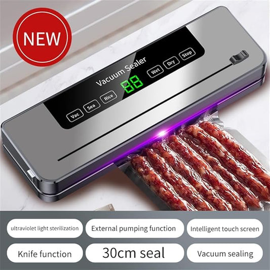 Vacuum Sealer Machine with Dry/Moist Modes-Full Automatic Air Sealing System, LED Light Display, Perfect for Food Storage (Gray)