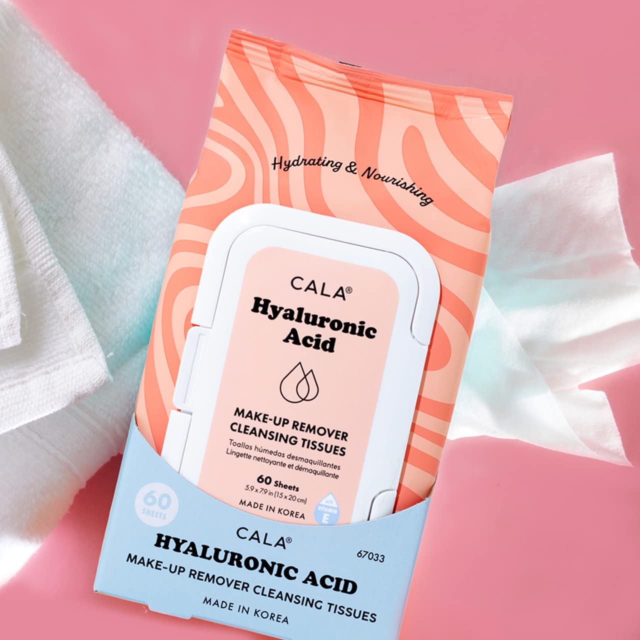 Cala Makeup Remover Cleansing Tissues: Hyaluronic Acid (60 Sheets) - Hydrating, Gentle Wipes For A Smooth, Radiant Complexion, Safe For All Skin Types : Beauty & Personal Care