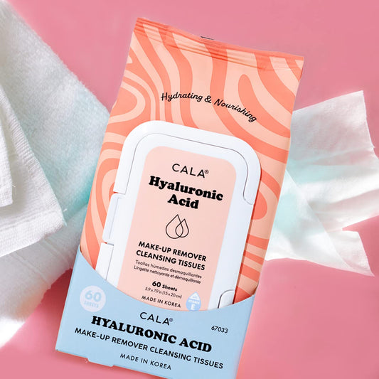 Cala Makeup Remover Cleansing Tissues: Hyaluronic Acid (60 Sheets) - Hydrating, Gentle Wipes For A Smooth, Radiant Complexion, Safe For All Skin Types : Beauty & Personal Care