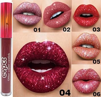 Evpct 1Pcs Pink Glitter Metallic Shimmer Diamond Lipstick Lip Gloss For Women Long Lasting Waterproof, Light Bright Rose Pink Sparkle Glitter Matte Liquid Lipstick Lip Makeup Kit, 09