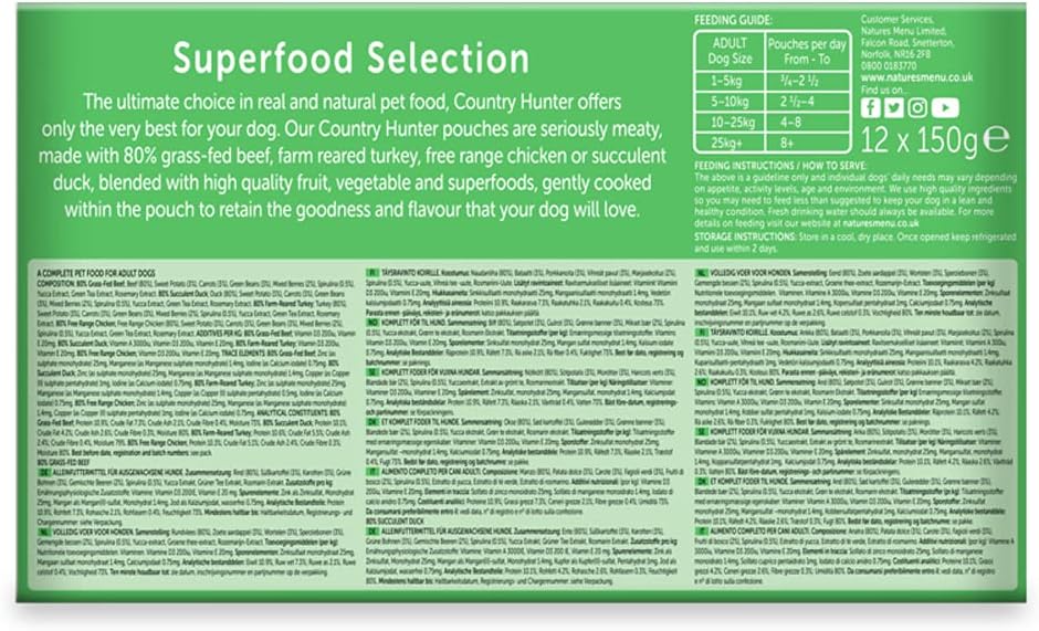 Country Hunter Natures Menu Natures Menu Superfood Selection Pouches for Dogs (12x 150 g) :Pet Supplies