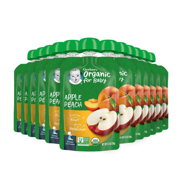 Gerber Organic 2nd Foods Baby Food, Apple & Peach, 3.5oz Pouches (Pack of 12)