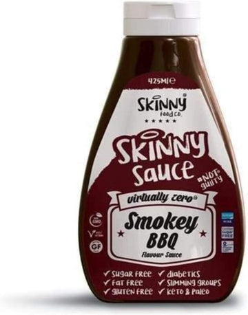 The Skinny Food Co Smokey Bbq Sauce | Virtually Zero Calorie - Keto And Paleo - Fat Free - Sugar Free - Diabetic Friendly - Vegan | For, Gym-Fitness Fans, Weight Loss And Low Carb Diet | 425Ml