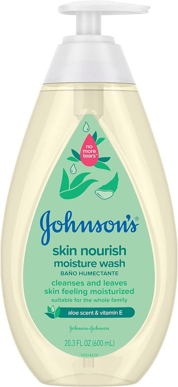 Johnson'S Skin Nourishing Moisture Baby Body Wash With Aloe Scent & Vitamin E, Hypoallergenic & Tear Free Bath Wash For The Whole Family, Paraben- & Sulfate-Free, 20.3 Fl. Oz