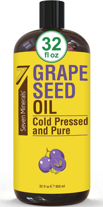 Pure Cold Pressed Grapeseed Oil - Big 32 Fl Oz Bottle - Non-Gmo, Hexane Free, Natural & Lightweight Grape Seed Oil For All Skin Types And Hair - Perfect Carrier Oil For Massage Therapy & Aromatherapy