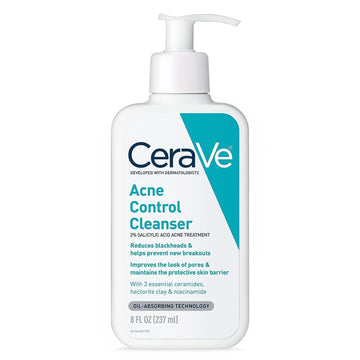 Cerave Acne Treatment Face Wash | Salicylic Acid Cleanser With Purifying Clay, Niacinamide, And Ceramides | Pore Control And Blackhead Remover | 8 Ounce