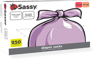 Sassy 250 Count Disposable Diaper Sacks, Lavender Scented, Easy-To-Tie, Diaper Disposal Or Pet Waste Bags
