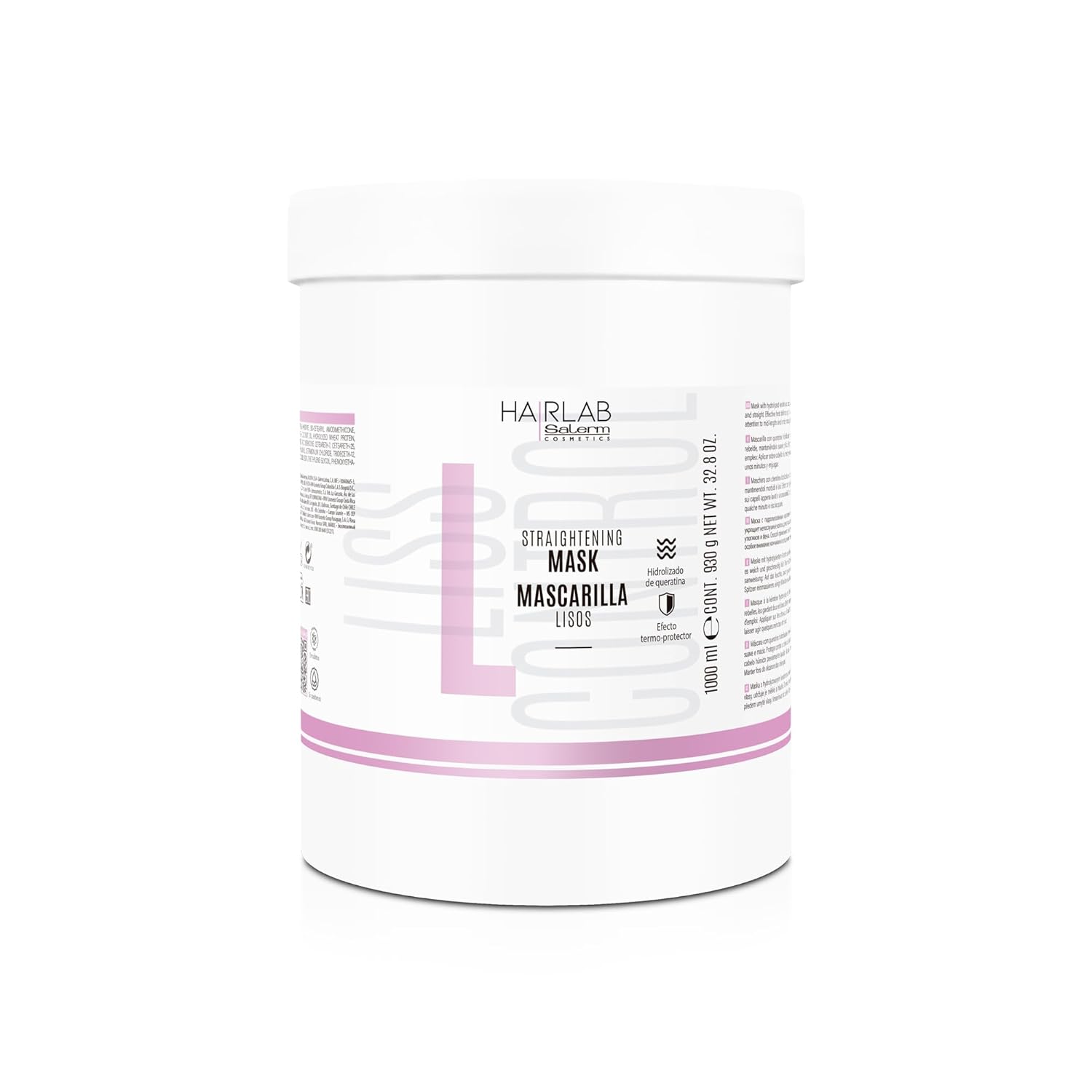 Salerm - Smoothing Hair Mask - Lisos Hair Lab - 1000 Ml - Perfect Smoothing For Unruly Hair - With Hydrolyzed Keratin And Coconut Oil - Heat Protector For Hair - Eliminates Frizz