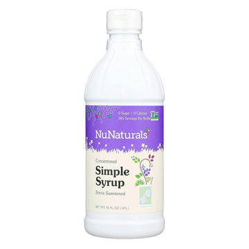 Nunaturals Stevia Syrup, Sugar-Free Sweetener, Plant-Based Sugar Substitute, Zero Calorie, Simple Syrup, 16 Oz