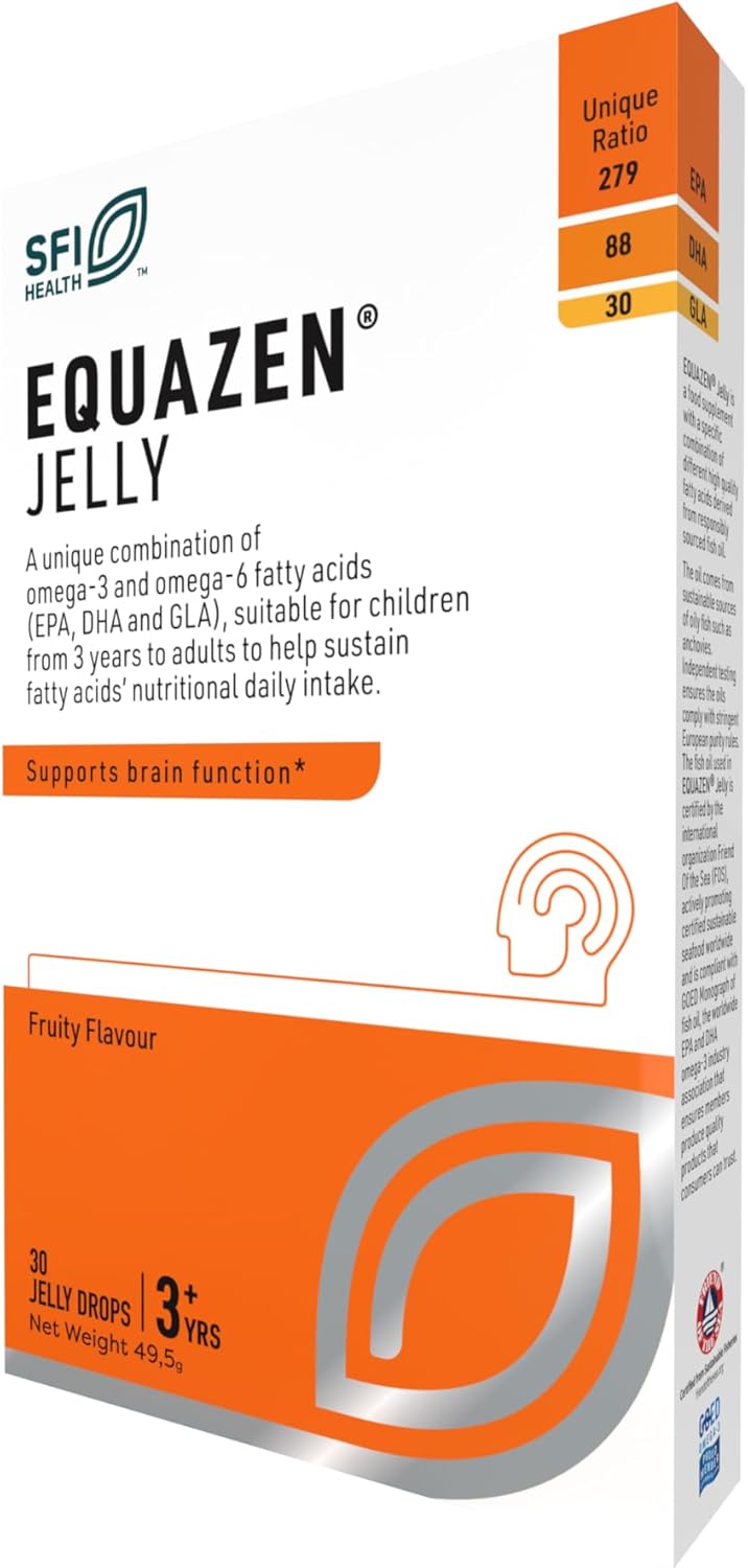 Equazen Jelly | Omega 3 & 6 Fish Oil Supplement | Supports Brain Function | Blend Of Dha, Epa And Gla | Suitable For Children From Years To Adults | 30 Jellies, Fruity Flavour