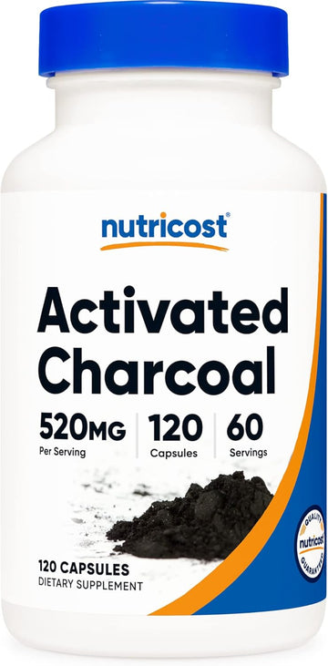 Nutricost Activated Charcoal 520mg, 120 Capsules - Premium Powder, Non-GMO & Gluten Free