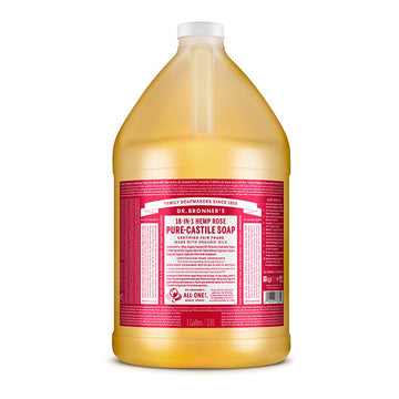 Dr. Bronner's - Pure-Castile Liquid Soap (Rose, 1 Gallon) - Made with Organic Oils, 18-in-1 Uses: Face, Body, Hair, Laundry, Pets and Dishes, Concentrated, Vegan, Non-GMO