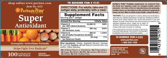 Puritan's Pride Formula, Softgels by Super Antioxidant 100 Count (Pack of 1) : Health & Household