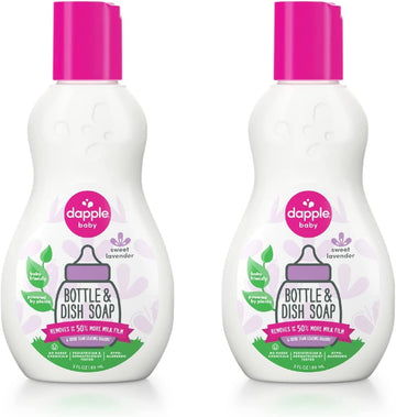 Dapple Bottle and Dish Soap Baby, Hypoallergenic, Plant-Based, Sweet Lavender, 3 Fl Oz (Pack of 2)