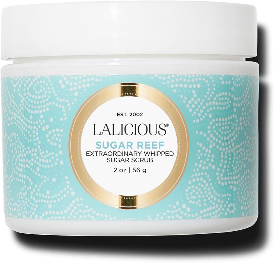 Lalicious Sugar Reef Extraordinary Whipped Sugar Scrub - Cane Sugar Body & Foot Scrub, Exfoliating & Moisturizing Skin Care With Coconut Oil & Honey, No Parabens (2Oz)