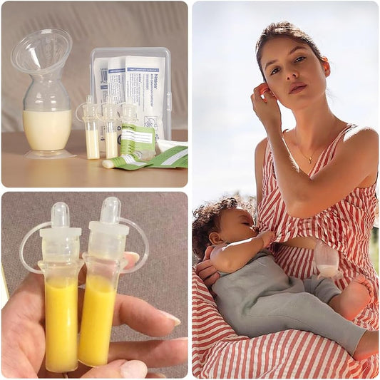 haakaa Manual Breast Pump 5oz/150ml & Colostrum Collector Kit for Breastfeeding (0.1oz/4ml, 6 pk)