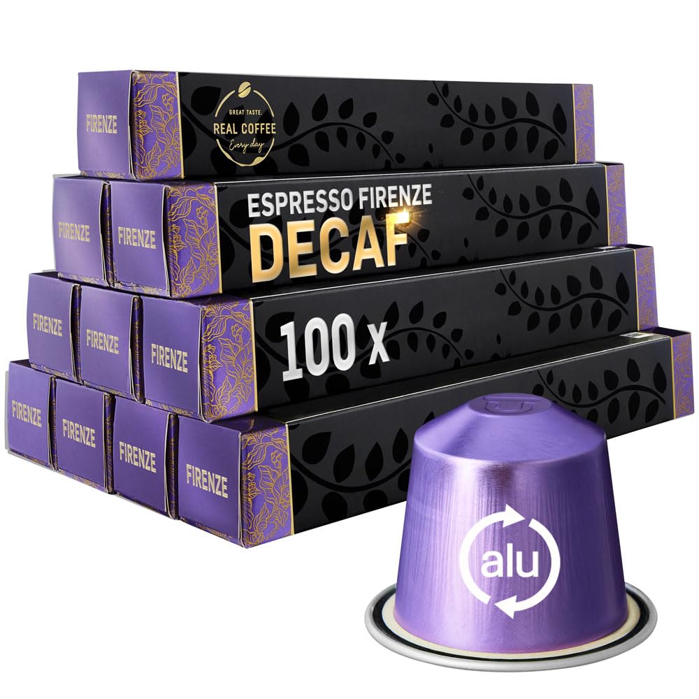 Decaf Italian 'Firenze' Espresso: Tastes Like Full-Caf | 100 Aluminum Capsules For Nespresso — Rich Flavor