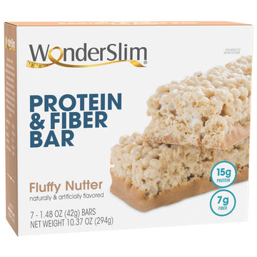 Wonderslim Protein & Fiber Bar, Fluffy Nutter, 15G Protein, 6G Fiber, Gluten Free (7Ct)