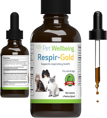 Pet Wellbeing Respir-Gold For Dogs - Vet-Formulated - Easy Breathing, Open Airways, Respiratory Support - Natural Herbal Supplement 2 Oz (59 Ml)