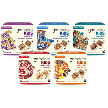 Gomacro Kids Macrobar – 5 Flavor Assortment - (0.90 Ounce Bars, 28 Count)