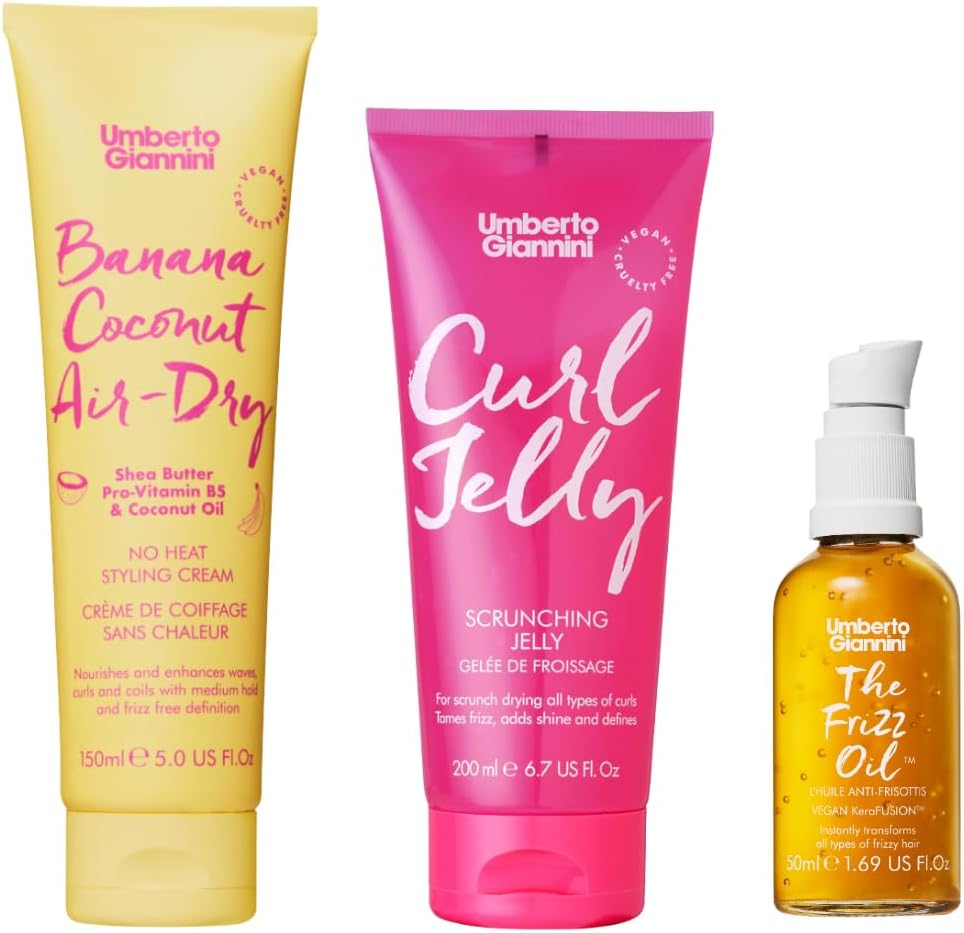 Umberto Giannini Curly Hair Routine For Type 2 Waves (3 Proucts) Style Waves For Maximum Definition & Shine - Vegan & Cruelty Free