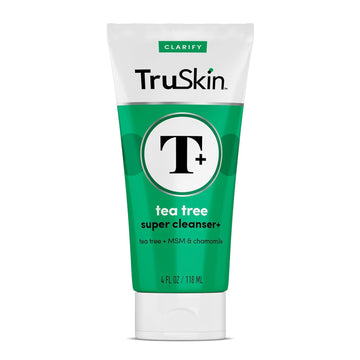 TruSkin Tea Tree Super Cleanser – Acne Face Wash with Tea Tree Oil, Aloe Vera, Chamomile & MSM – Facial Cleanser Deeply Cleanses to Target Impurities and Excess Oil for Calm, Fresh Skin, 4 fl oz