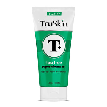 Truskin Tea Tree Super Cleanser – Acne Face Wash With Tea Tree Oil, Aloe Vera, Chamomile & Msm – Facial Cleanser Deeply Cleanses To Target Impurities And Excess Oil For Calm, Fresh Skin, 4 Fl Oz