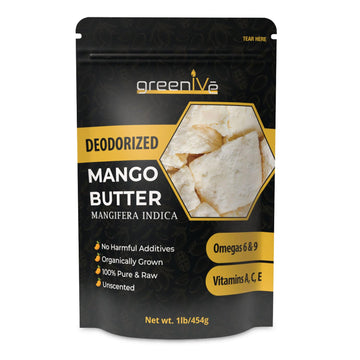 Greenive Deodorized Mango Butter 100% Pure Raw Creamy All Natural Skin Moisturizer (16 Ounce Jar)