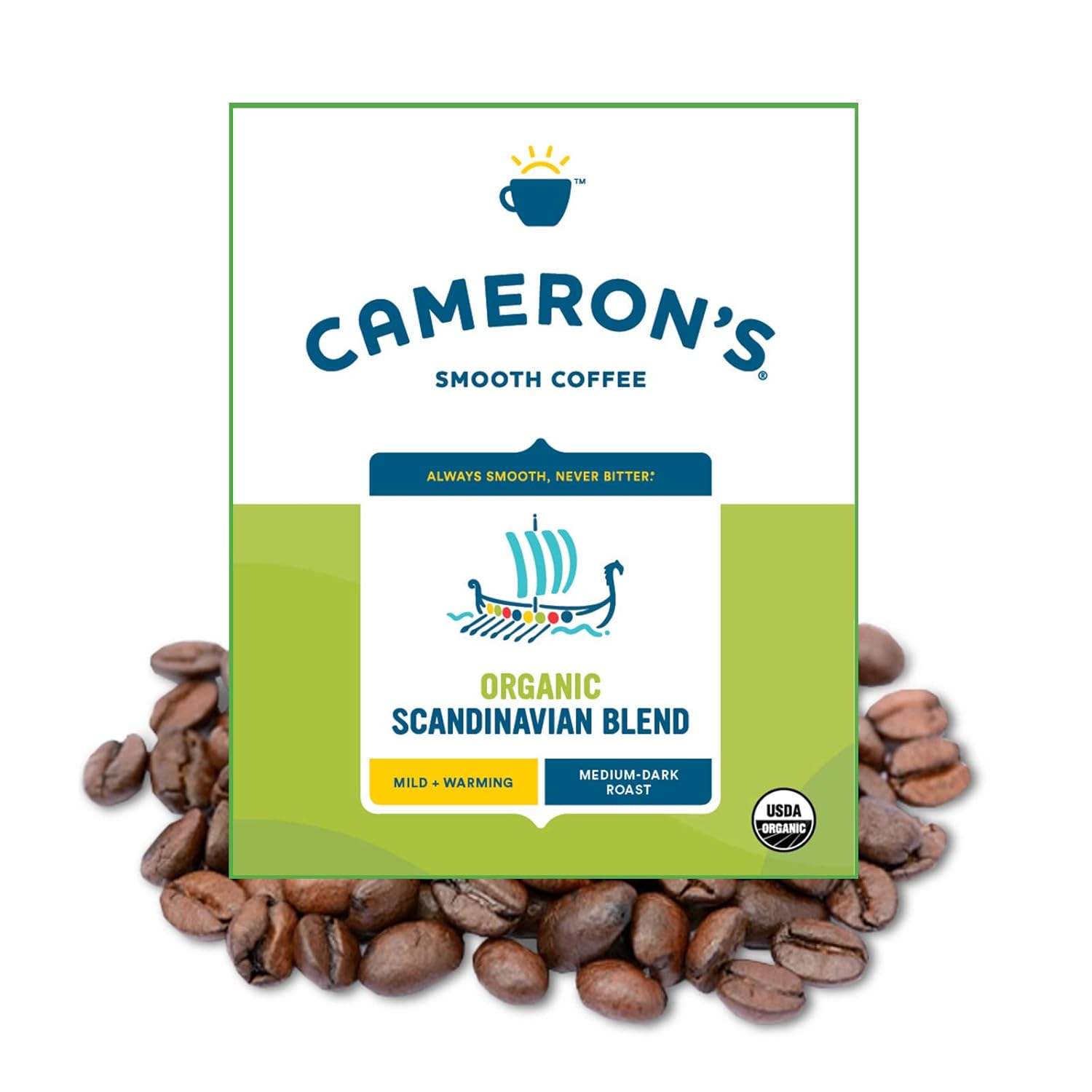 Cameron'S Coffee Organic Scandinavian Blend Whole Bean Coffee, Medium-Dark Roast, 100% Arabica, Bulk, 4-Pound Bag, (Pack Of 1)